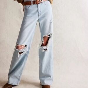 We the Free Free People Tinsley Baggy High Rise Jeans Denim Wide Leg